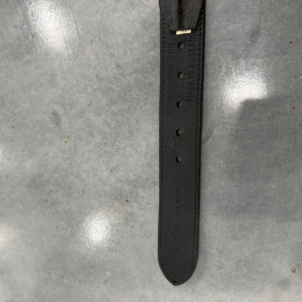 Polo Ralph Lauren Men's 42 Black Braided Leather Belt Made in England